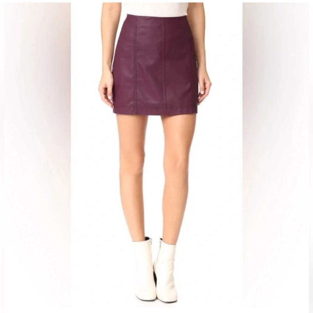 Free People Purple Faux Leather Skirt
